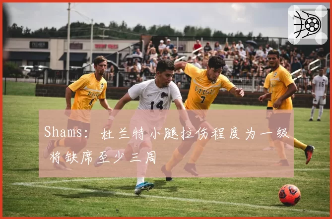 Shams：杜兰特小腿拉伤程度为一级 将缺席至少三周